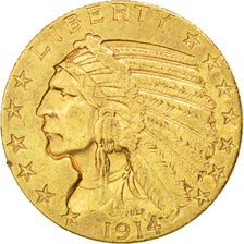 UNITED STATES, Indian Head, $5, Half Eagle, 1914, U.S. Mint, KM #129,...