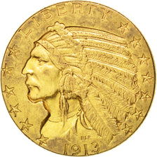 Stati Uniti, Indian Head, $5, Half Eagle, 1913, U.S. Mint, Philadelphia, BB+,...