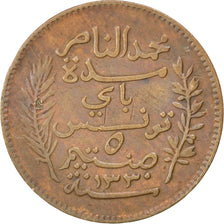 Moneta, Tunisia, Muhammad al-Nasir Bey, 5 Centimes, 1912, Paris, EF(40-45)