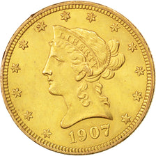 États-Unis, 10 Dollars Coronet Head, 1907, Philadelphie, KM 102