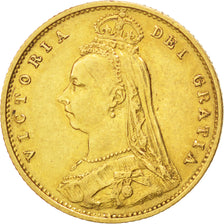 GREAT BRITAIN, 1/2 Sovereign, 1887, KM #766, AU(50-53), Gold, 3.99