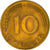 Moneda, ALEMANIA - REPÚBLICA FEDERAL, 10 Pfennig, 1950, Karlsruhe, MBC+, Latón