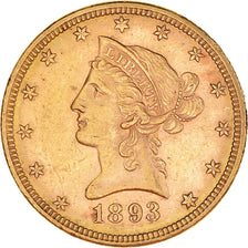 Moneta, USA, Coronet Head, $10, Eagle, 1893, U.S. Mint, Philadelphia, AU(55-58)