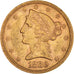 Monnaie, États-Unis, Coronet Head, $5, Half Eagle, 1880, U.S. Mint