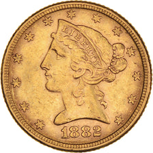 Moneta, Stati Uniti, Coronet Head, $5, Half Eagle, 1882, U.S. Mint