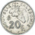 Moneda, Nueva Caledonia, 20 Francs, 1970, Paris, MBC, Níquel, KM:6