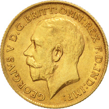 GREAT BRITAIN, 1/2 Sovereign, 1912, KM #819, AU(55-58), Gold, 3.98