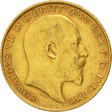 GREAT BRITAIN, 1/2 Sovereign, 1909, KM #804, EF(40-45), Gold, 3.99