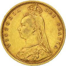 GREAT BRITAIN, 1/2 Sovereign, 1892, KM #766, AU(50-53), Gold, 4.00