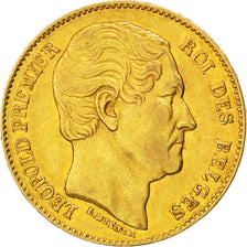 Belgio, Leopold I, 20 Francs, 20 Frank, 1865, BB+, Oro, KM:23