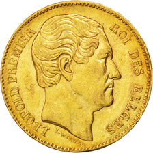 Belgio, Leopold I, 20 Francs, 20 Frank, 1865, BB+, Oro, KM:23