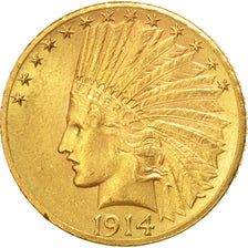 Stati Uniti, Indian Head, $10, Eagle, 1914, U.S. Mint, Denver, BB+, Oro, KM:130