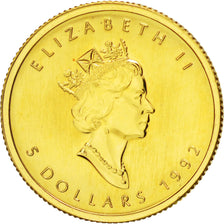 CANADA, 5 Dollars, 1992, Royal Canadian Mint, KM #188, MS(65-70), Gold, 3.15