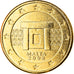 Malta, Euro Cent, 2008, Paris, gold-plated coin, MS(63), Miedź platerowana
