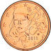 France, Euro Cent, 2011, Paris, BU, MS(65-70), Copper Plated Steel, Gadoury:1