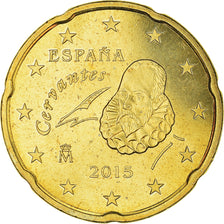 Hiszpania, 20 Euro Cent, 2015, MS(64), Mosiądz