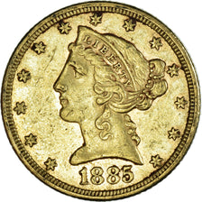 Munten, Verenigde Staten, Coronet Head, $5, Half Eagle, 1885, U.S. Mint
