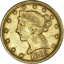 Münze, Vereinigte Staaten, Coronet Head, $5, Half Eagle, 1885, U.S. Mint