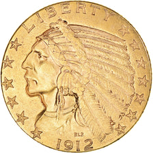 Monnaie, États-Unis, Indian Head, $5, Half Eagle, 1912, U.S. Mint