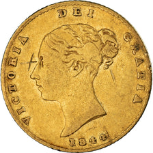 Moneda, Gran Bretaña, Victoria, 1/2 Sovereign, 1844, London, BC+, Oro, KM:735.1