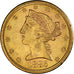 Coin, United States, Coronet Head, $5, Half Eagle, 1885, U.S. Mint, San