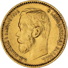 Coin, Russia, Nicholas II, 5 Roubles, 1898, St. Petersburg, AU(50-53), Gold