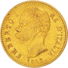 ITALY, 20 Lire, 1882, Rome, KM #21, AU(50-53), Gold, 6.43