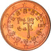 Portugal, 5 Euro Cent, 2007, Lisbon, AU(50-53), Miedź platerowana stalą