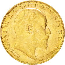 GREAT BRITAIN, Sovereign, 1908, KM #805, AU(55-58), Gold, 8.00