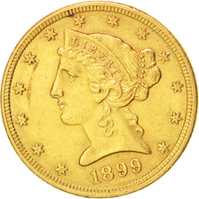 États-Unis, 5 Dollars Coronet Head, 1899, Philadelphie, KM 101