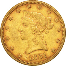 États-Unis, 10 Dollars Coronet Head, 1881, Philadelphie, KM 102