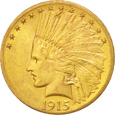 Stati Uniti, Indian Head, $10, Eagle, 1915, U.S. Mint, Philadelphia, BB+, Oro...