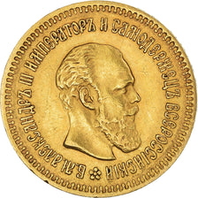 Coin, Russia, Alexander III, 5 Roubles, 1887, St. Petersburg, EF(40-45), Gold