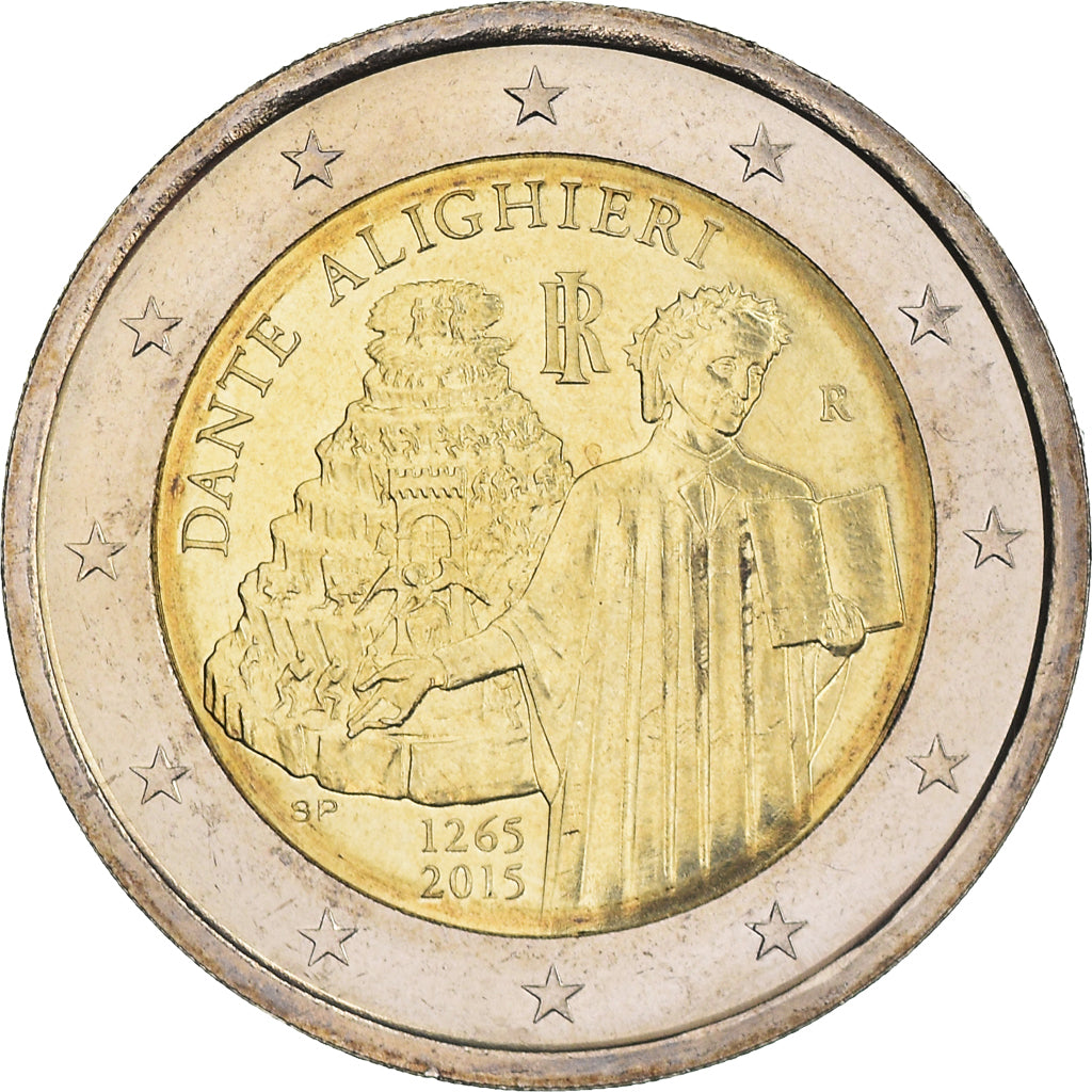 Italia 2 Euro Dante Alighieri 2015 SC Bimet lico KM New