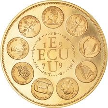 França, medalha, Ecu Europa, Europe debout, 1979, Rodier, MS(64), Dourado
