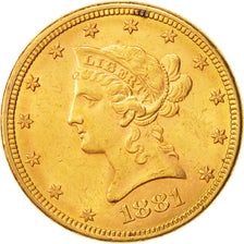 United States, Coronet Head, $10, Eagle, 1881, Philadelphia, AU(50-53), Gold