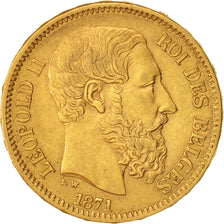 Belgique, Leopold II, 20 Francs, 20 Frank, 1871, TTB+, Or, KM:37