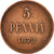 Moneda, Finlandia, Alexander II, 5 Pennia, 1872, MBC, Cobre, KM:4.2