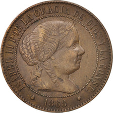 Spagna, Isabel II, 5 Centimos, 1868, Madrid, BB, Rame, KM:635.5