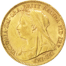 GREAT BRITAIN, 1/2 Sovereign, 1896, KM #784, AU(55-58), Gold, 3.97