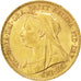 GREAT BRITAIN, 1/2 Sovereign, 1896, KM #784, AU(55-58), Gold, 3.97