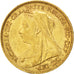 GREAT BRITAIN, 1/2 Sovereign, 1901, KM #784, AU(50-53), Gold, 3.97