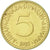 Moneta, Jugosławia, 5 Dinara, 1983, AU(55-58), Mosiądz niklowy, KM:88