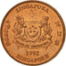 Munten, Singapur, Cent, 1992, Singapore Mint, PR, Copper Plated Zinc, KM:98