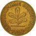 Moneda, ALEMANIA - REPÚBLICA FEDERAL, 10 Pfennig, 1980, Munich, MBC, Latón