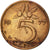 Coin, Netherlands, Juliana, 5 Cents, 1977, EF(40-45), Bronze, KM:181