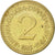 Moneta, Jugosławia, 2 Dinara, 1985, AU(55-58), Mosiądz niklowy, KM:87