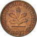 Coin, GERMANY - FEDERAL REPUBLIC, Pfennig, 1977, Stuttgart, EF(40-45), Copper