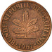 Coin, GERMANY - FEDERAL REPUBLIC, Pfennig, 1967, Stuttgart, EF(40-45), Copper