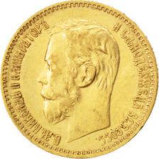 Russia, Nicholas II, 5 Roubles, 1898, St. Petersburg, BB+, Oro, KM:62